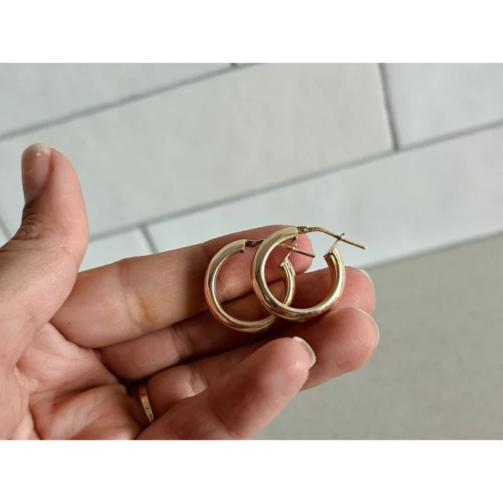 Dyadema Gold Plated 925 Sterling Silver Hoop Pierced Earrings 1